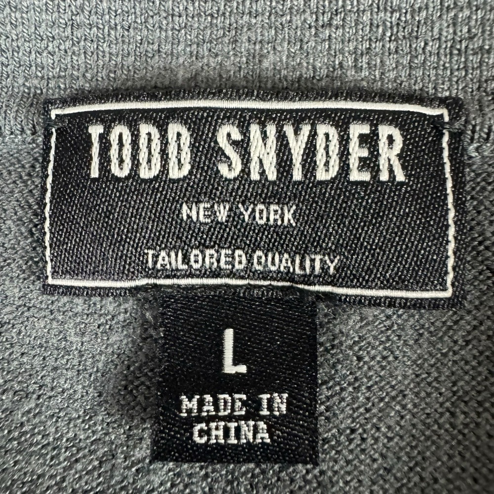Todd Snyder Silk-Cotton Ribbed Full-Placket Sweater Polo Slate Gray Sz L - Picture 3 of 7